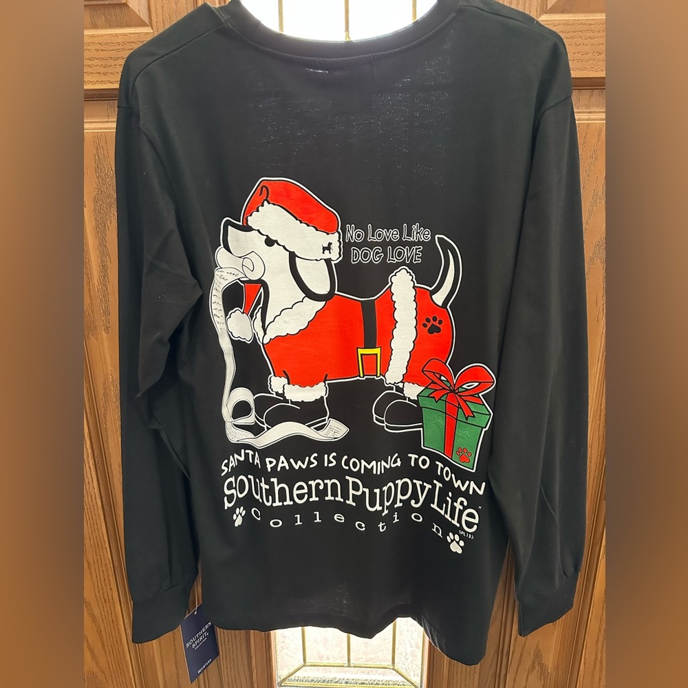 NWT Southern Spirit Christmas Dog Long Sleeve Tee